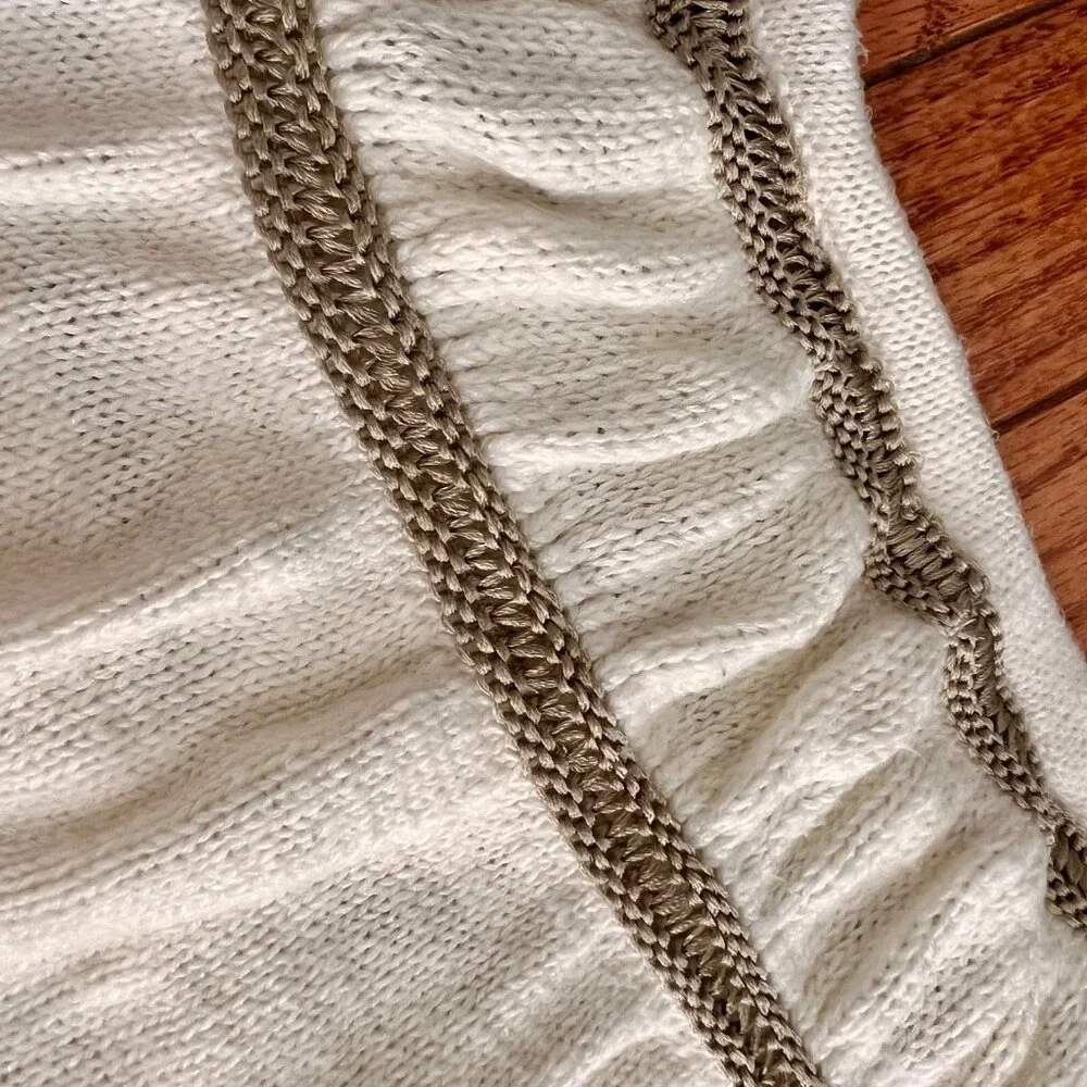 Knitted & Knotted cap sleeve cream-colored sweater - Size Large - Picture 3 of 4